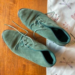 Vintage Green Suede Keds Ankle Boots